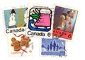 Vintage Christmas postage stamps from Canada.