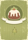 Vintage christmas pudding on old paper texture