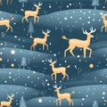 Vintage christmas reindeer seamless pattern in pastel colors festive vector background Royalty Free Stock Photo