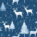 Vintage christmas reindeer seamless pattern in solid pastel colors for festive holiday design Royalty Free Stock Photo