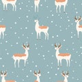 Vintage christmas reindeer seamless pattern solid pastel colors vector illustration Royalty Free Stock Photo