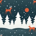 Vintage christmas reindeer seamless pattern solid pastel red and white vector illustration Royalty Free Stock Photo