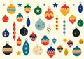 Vintage Christmas Retro Toys for Christmas Tree . vector illustrations