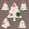 Vintage christmas set on wooden background Royalty Free Stock Photo