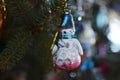 Vintage Christmas toys on a festive tree