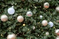 Vintage Christmas tree with gold ball ornament and decoration Royalty Free Stock Photo