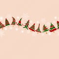 Vintage christmas tree icons seamless pattern