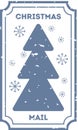 Vintage Christmas Tree Postage Stamp Royalty Free Stock Photo