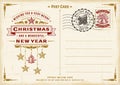 Vintage Christmas Typography Postcard
