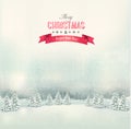 Vintage Christmas winter landscape background. Royalty Free Stock Photo