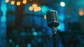 The vintage chrome microphone.AI generated image Royalty Free Stock Photo