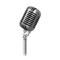 Vintage chrome microphone for stage speaking, vocal performance, standup entertainment Royalty Free Stock Photo