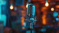 The vintage chrome microphone.AI generated image Royalty Free Stock Photo