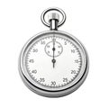 Vintage Chrome Stopwatch with White Face and Black Hands on White Background timer time Royalty Free Stock Photo