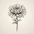 Vintage Chrysanthemum: Meticulous Inking With Wide Cracked Trunk In Flat Design Royalty Free Stock Photo