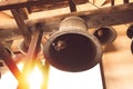 Vintage church bell under tower christian church in Thailand