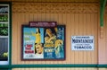 Vintage cinema poster on Railway station platform.
