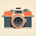 Vintage Cinematic Orange Camera Illustration With Subtle Realism