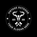 Vintage Circle Deer skull Outdoor adventure logo design template vector illustration Royalty Free Stock Photo
