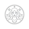 vintage circle sign Line art women logo design badge