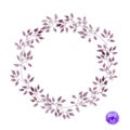 Vintage circle wreath with laurel leaves. Watercolor vector