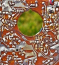 vintage circuit board with hole, technology concept. Royalty Free Stock Photo