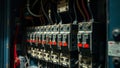 Vintage Circuit Breakers in an Old Electrical Control Panel Royalty Free Stock Photo