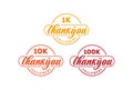 Vintage Circular Thank you for 1 10 100 Thousand Social Media Followers Badge Emblem Label Stamp Seal Logo Design