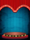 Vintage circus background with Red curtain and podium Royalty Free Stock Photo