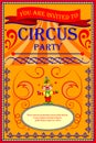 Vintage Circus Cartoon Poster Invitation For Party Carnival And Advertisement