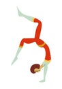 Vintage circus Gymnast girl. Actors performance. Acrobat or equilibrist, illustration.