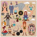 Vintage circus illustrations collection. Royalty Free Stock Photo