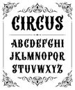 Vintage Circus label font for design in vintage style