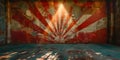 Vintage circus theme with retro sunburst design for festive event backdrop. Concept Vintage Circus Theme, Retro Sunburst Design,