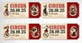 Vintage Circus Ticket With Band Musicians. Vector Illustration