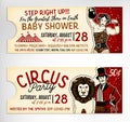 Vintage Circus Tickets On White Background.. Vector Illustration. Royalty Free Stock Photo