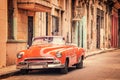 Vintage classic american car in a street in Old Havana Cuba Royalty Free Stock Photo