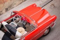 Vintage classic american car, view from above in Havana Royalty Free Stock Photo