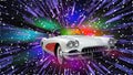 Vintage classic american chevrolet corvette c1 convertible cars car sports vehicles vehicle motors motor space galaxy warp speed Royalty Free Stock Photo