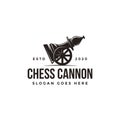 Vintage classic badge emblem chess club, chess tournament, cannon bishop logo vector icon