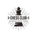 Vintage classic badge emblem chess club, chess tournament, king logo vector icon