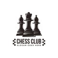 Vintage classic badge emblem chess club, chess tournament logo vector icon