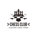 Vintage classic badge emblem chess club, chess tournament logo vector icon