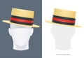 Vintage classic boater straw hat. Vector illustration. Royalty Free Stock Photo