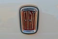 Vintage classic car detail, Fiat logo on the Fiat 500 model