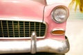 vintage classic car parked side beach in summer