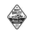 Vintage classic car repair garage logo badge design. Old retro style label vector template Royalty Free Stock Photo