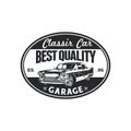 Vintage classic car repair garage logo badge design. Old retro style label vector template Royalty Free Stock Photo