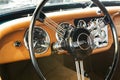 Vintage Classic Car Steering Wheel and Steering Wheel Royalty Free Stock Photo