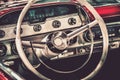 Vintage Classic Car Steering Wheel and Steering Wheel Royalty Free Stock Photo